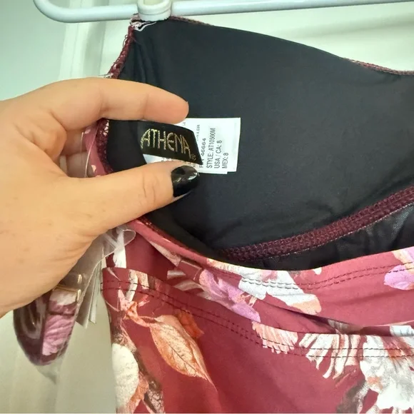 Athena Tummy Control Floral Twist Bandeau One Piece Swimsuit Womens Size 8 - Picture 10 of 10